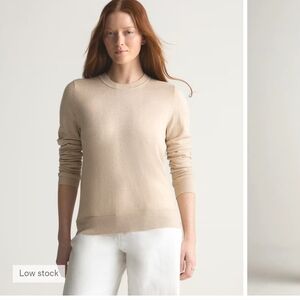 QUINCE | LIGHTWEIGHT COTTON CASHMERE CREWNECK SWEATER HEATHER OATMEAL SIZE SMALL